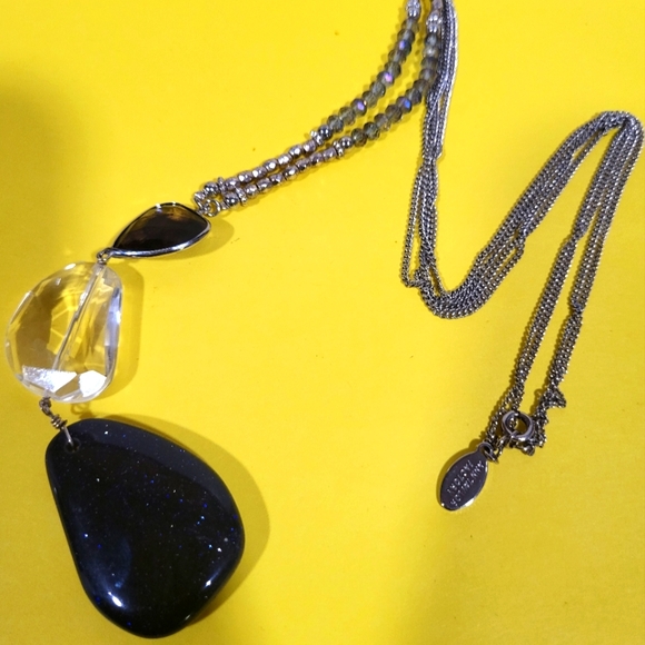 Jewelry - Elegant Silver and Navy Blue Pendant Necklace NWOT